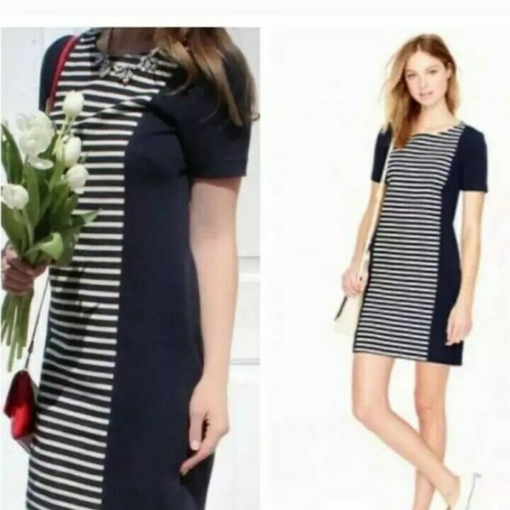 J.Crew Size 12 navy stripe dress summer Nautical